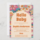 Invitation Retro Boho 70s Groovy Floral Baby Shower    (Devant)
