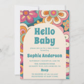 Invitation Retro Boho 70s Groovy Floral Baby Shower    (Devant)