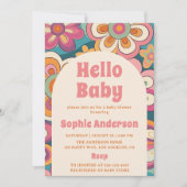 Invitation Retro Boho 70s Groovy Floral Baby Shower    (Devant)