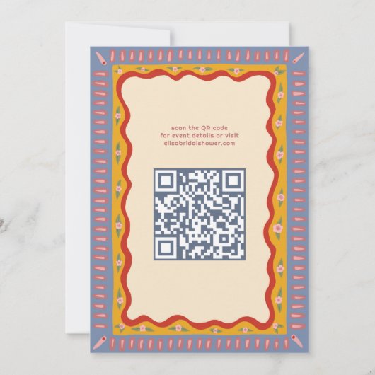 Invitation Retro Boho amusant artisanal CUSTOM QR Fête des ma (Dos)