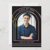 Invitation Retro Boho Arch and Stars Photo Graduation Party (Devant)