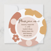 Invitation Retro Boho Daisy Anniversaire Girl Round (Dos)