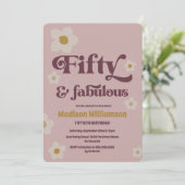 Invitation Retro Boho Dusty Pink 50 & Fabuleux Anniversaire (Debout devant)