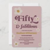 Invitation Retro Boho Dusty Pink 50 & Fabuleux Anniversaire (Devant)