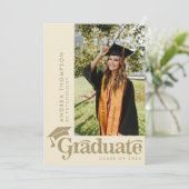 Invitation Retro Boho Earthy Graduation Cap Photo Collage (Debout devant)