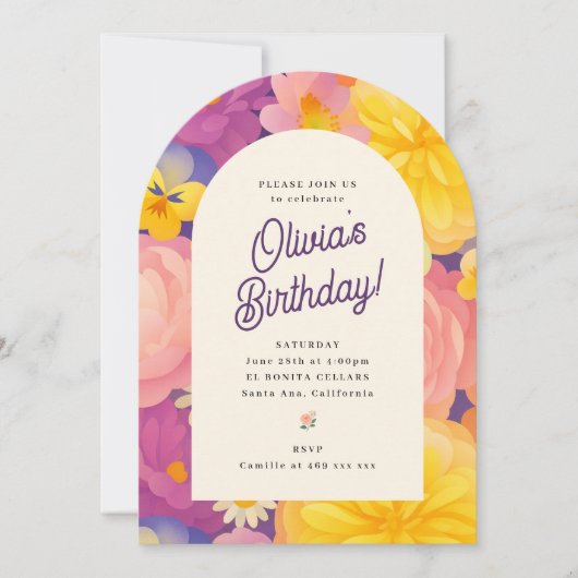 Invitation Retro Boho Flower Party Invite (Devant)