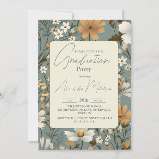 Invitation Retro Boho Graduation Party (Devant)