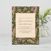 Invitation Retro Boho Green Botanical Super 50e anniversaire (Debout devant)