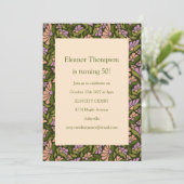 Invitation Retro Boho Green Cute Floral Simple 50e anniversai (Debout devant)