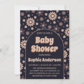 Invitation Retro Boho Navy Floral Arch Baby Shower (Devant)