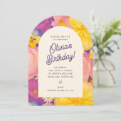 Invitation rétro boho pour fête fleurie (Debout devant)