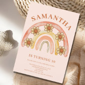 Invitation Retro Boho Rainbow 10th Birthday Party