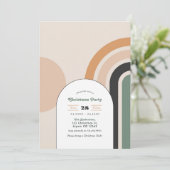 Invitation Retro Boho Rainbow Arche Noël fête (Debout devant)