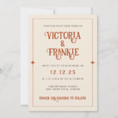 Invitation Retro Boho rouge rose jaune Mariage de motifs flor (Devant)