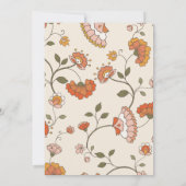 Invitation Retro Boho rouge rose jaune Mariage de motifs flor (Dos)