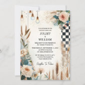 Invitation Retro Boho Studio Creative Illustrated Mariage (Devant)