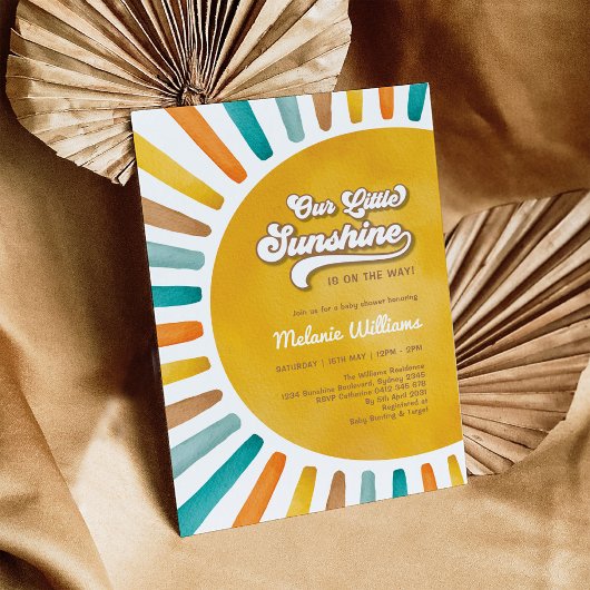 Invitation Retro Boho Sunshine Baby shower garçon