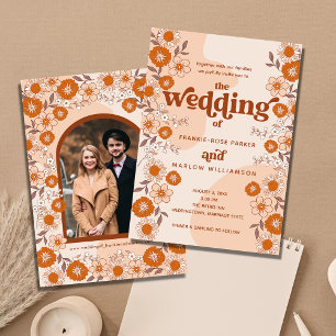 Invitation Retro Boho Super Arched Photo Mariage