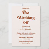 Invitation Retro Boho Terracotta Burnt Orange Mariage (Devant)