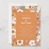Invitation Rétro Boho Terracotta Floral Tout en un Mariage (Devant)