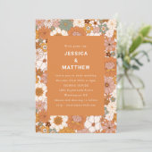 Invitation Rétro Boho Terracotta Floral Tout en un Mariage (Debout devant)