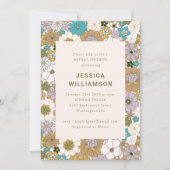 Invitation Retro Boho Turquoise Brown Floral Cute Fête des ma (Devant)