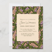 Invitation Rétro Boho Vert Botanique Groovy 50e Anniversaire (Devant)