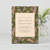 Invitation Rétro Boho Vert Botanique Groovy 50e Anniversaire (Debout devant)