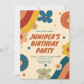 Invitation Retro Boho Wildflower groovy arc-en-ciel 70s anniv (Devant)