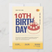 Invitation rétro Bold 10e anniversaire (Devant)