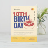 Invitation rétro Bold 10e anniversaire (Debout devant)