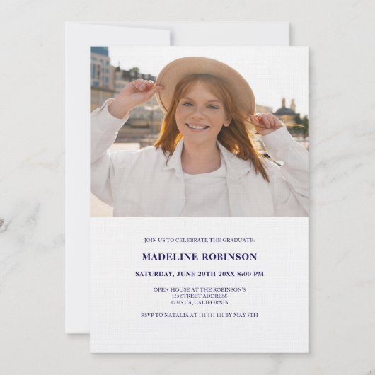 Invitation Retro Bold bleu 2025 Graduation Party 4 Photo (Dos)