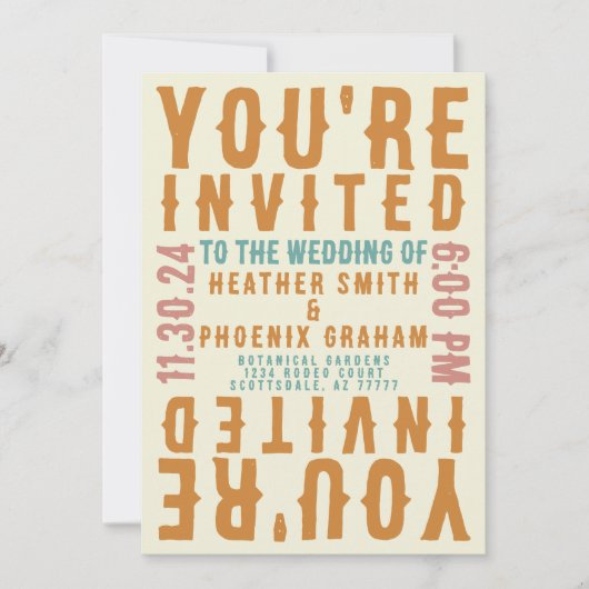 Invitation Retro Bold Bright Photo et code QR Mariage (Devant)