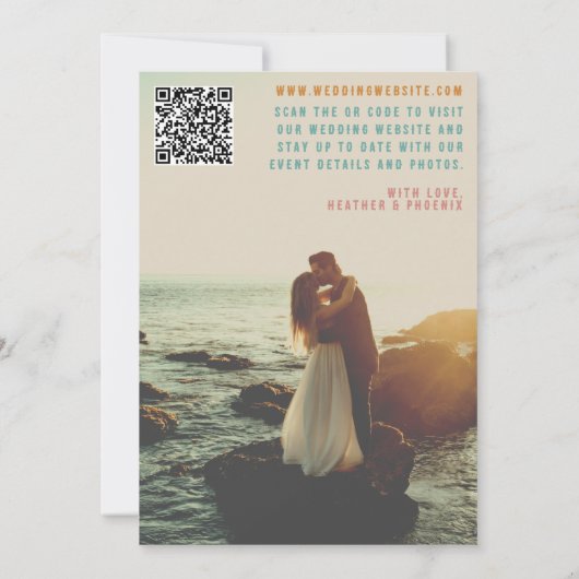 Invitation Retro Bold Bright QR Code Photo Enregistrer la dat (Dos)