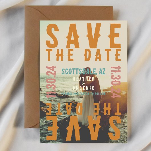 Invitation Retro Bold Bright Typography Photo Enregistrer la