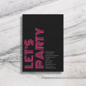Invitation Retro Bold fête d'anniversaire rose noir