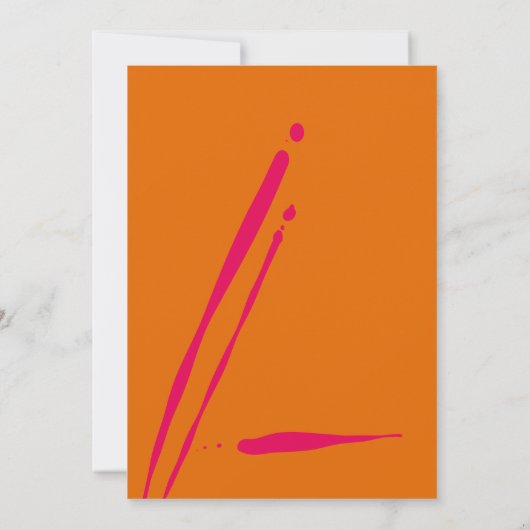 Invitation Retro Bold Neon Orange Rose Mariage Abstrait (Dos)