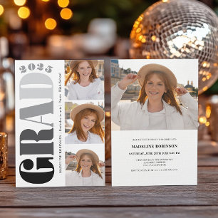 Invitation Retro Bold noir 2025 Graduation Party 4 Photo