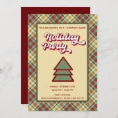 Invitation Retro bold plaid fun compagnie fête (Devant / Derrière)