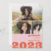 Invitation Retro bold surdimensionné Grad 4 photo 2023 gradua (Dos)