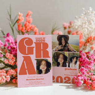 Invitation Retro bold surdimensionné Grad 4 photo 2023 gradua