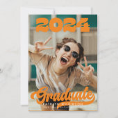 Invitation Retro Bold Typographie Trendy Photo Graduation (Devant)