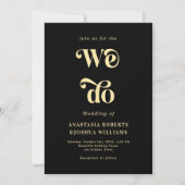 Invitation Retro Bold We Do Black & Gold QR Code Mariage (Devant)