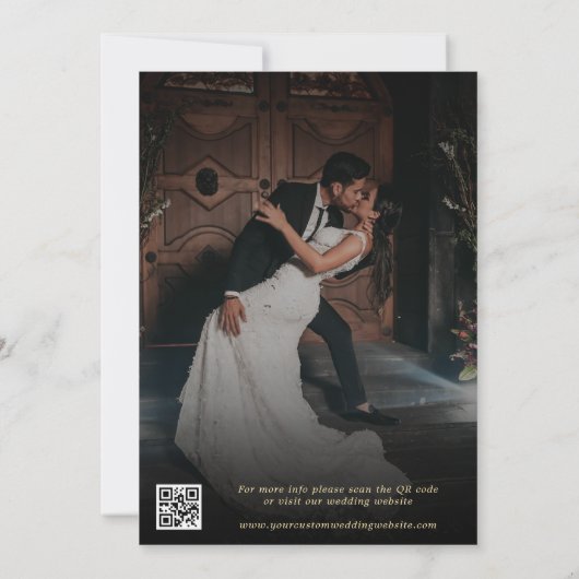 Invitation Retro Bold We Do Black & Gold QR Code Mariage (Dos)