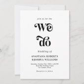 Invitation Retro Bold We Do Black & White QR Code Mariage (Devant)