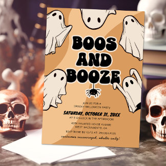 Invitation Retro Boos et Booze Halloween Party