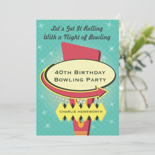 Invitation Retro Bowling (Debout devant)