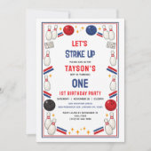 Invitation Retro Bowling 1st Birthday Party – Fun Kids  (Devant)