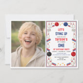 Invitation Retro Bowling 1st Birthday Party – Fun Kids  (Devant)