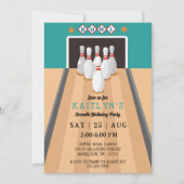 Invitation Retro Bowling Birthday Party (Devant)